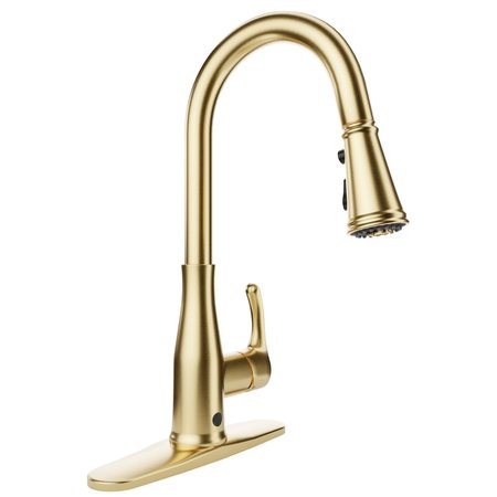 ANZZI Touchless Pull-Down Faucet with Fan Sprayer in BRUSHED GOLD KF-AZ301BG